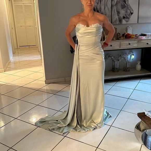 Dresses | Sage Green Sweetheart Long Silky Satin Mermaid Dress | Poshmark